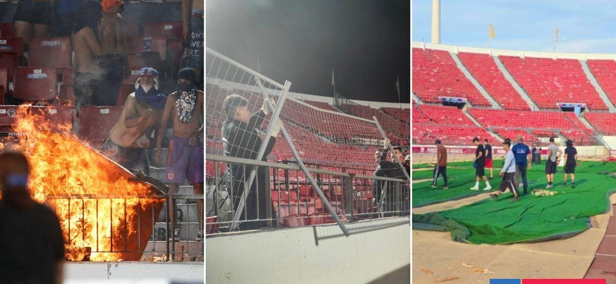 La U muestra trabajos de limpieza y reparación en el Estadio Nacional tras incidentes de su barra