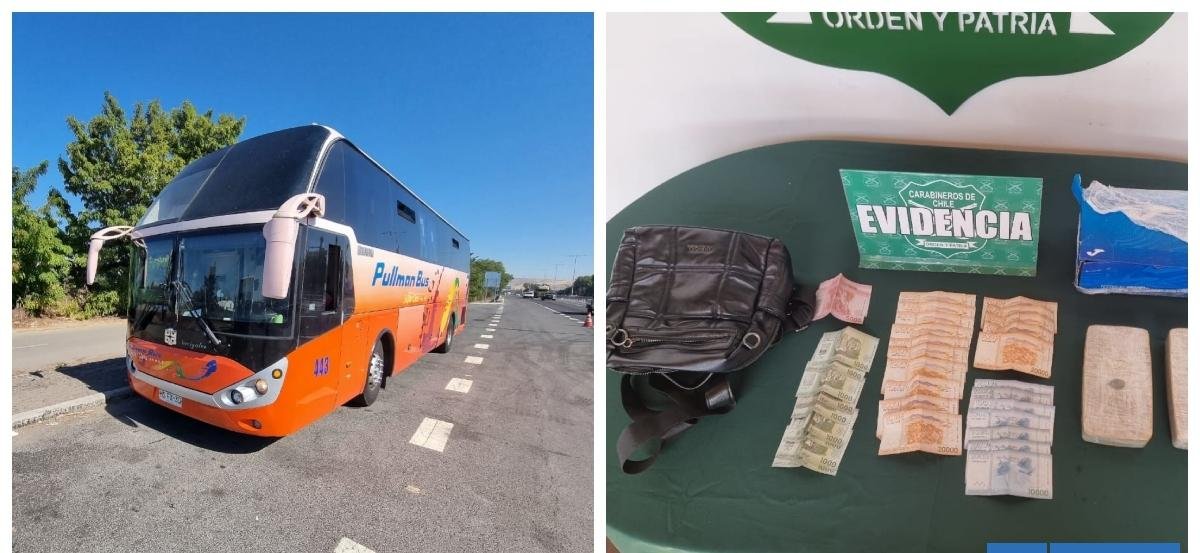 Can de Carabineros pilla a una pasajera de bus en Lampa con 3 kilos de cocaína