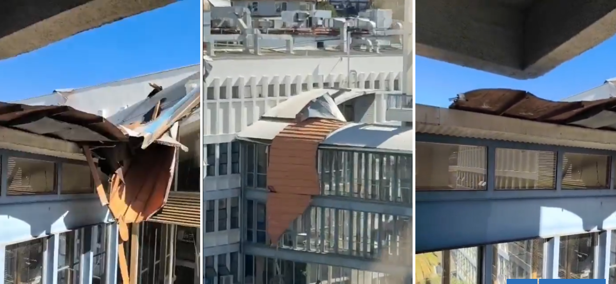 VIDEOS | Parte del techo del hospital Van Buren de Valparaíso se desprende por fuertes vientos