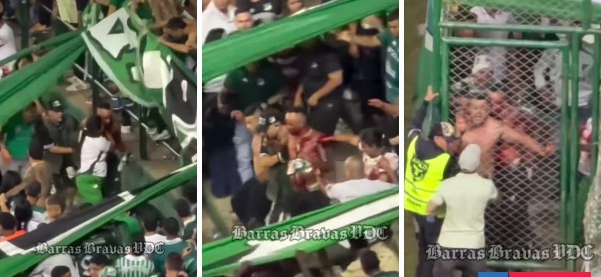 Pelea entre hinchas de Deportivo Cali casi termina en tragedia en medio de partido ante Millonarios