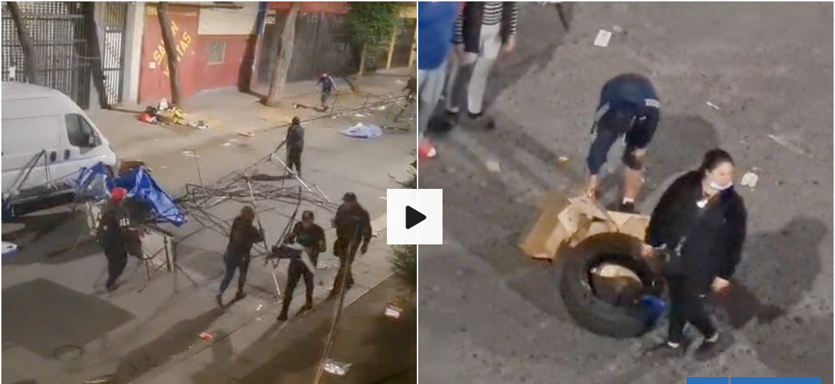 Ambulantes provocan incidentes en Meiggs al intentar reinstalar sus toldos azules: hay tres detenidos