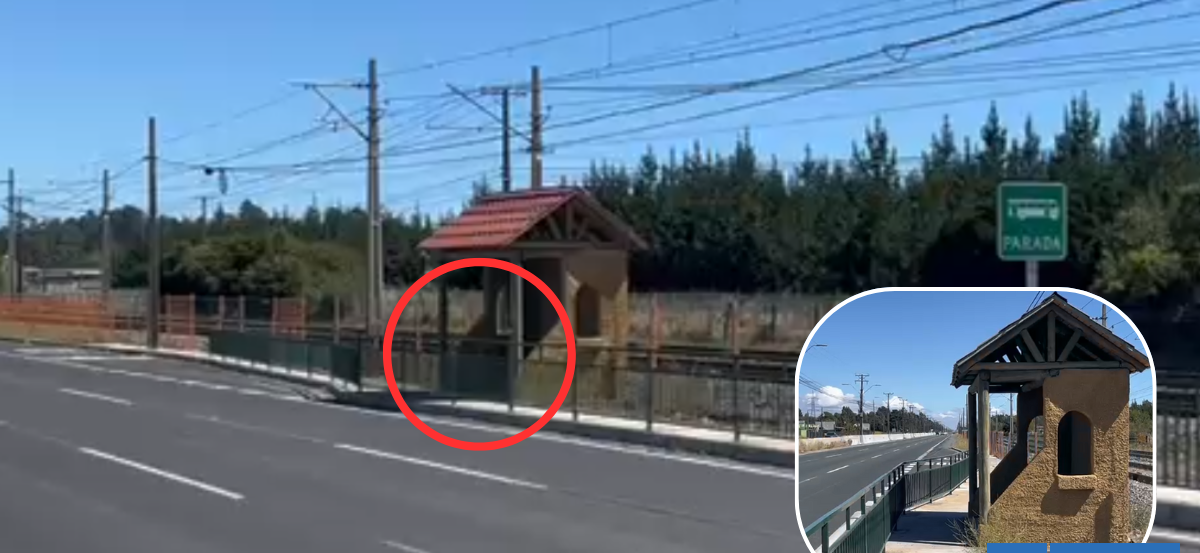 Otro papelón en la vía: paradero queda inutilizado por rejas en Ruta 160, a la altura de Coronel