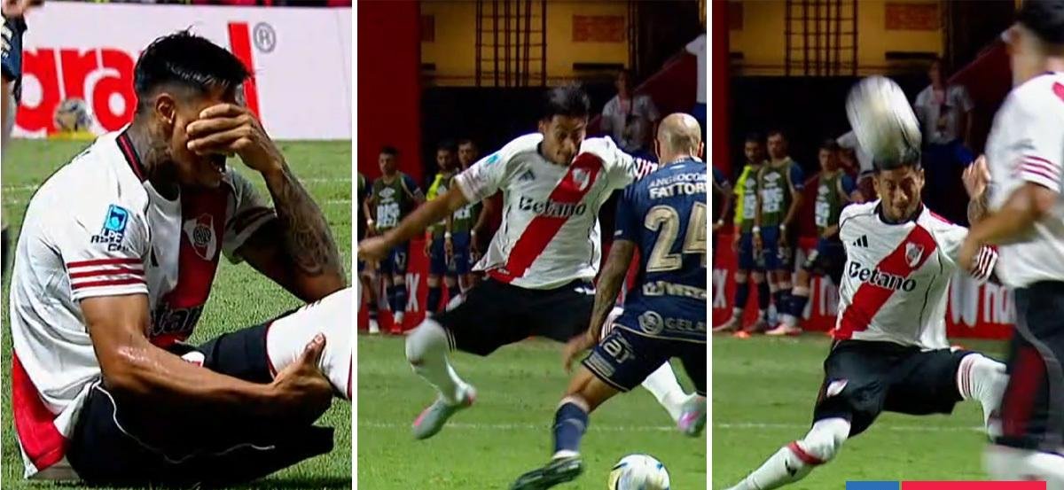 Durísima lesión de Juan Portillo en River Plate: entró y al instante fue sacado entre lágrimas