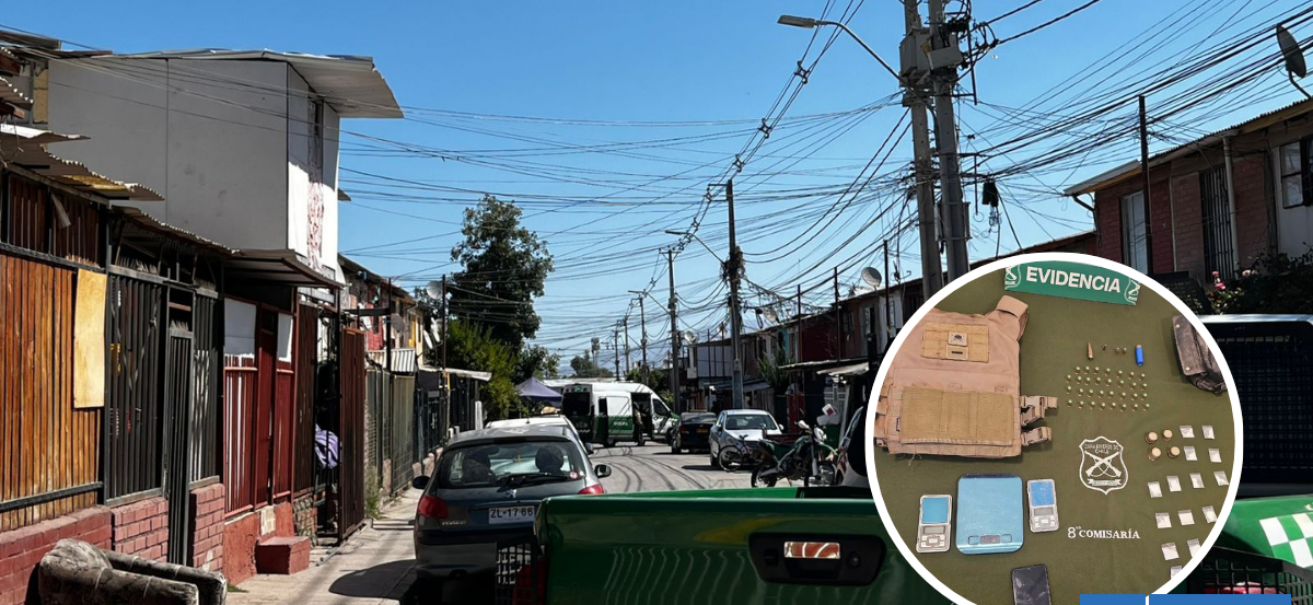 Detienen a sujeto que portaba drogas y municiones en Colina: habría tenido una granada en su domicilio