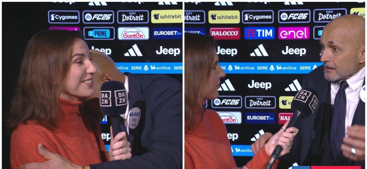 DT de Juventus besó en hombro a periodista para explicar polémico penal: "Si te acaricio, es contacto"