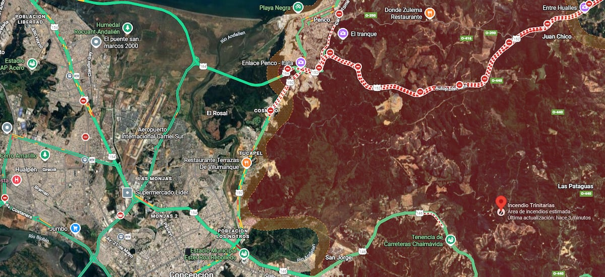 Google publica mapa de los incendios forestales en “tiempo real” - La Tercera