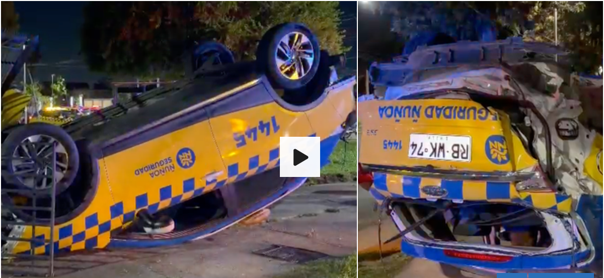 Cuatro detenidos deja persecución que cruzó varias comunas de la RM: vehículo municipal se volcó