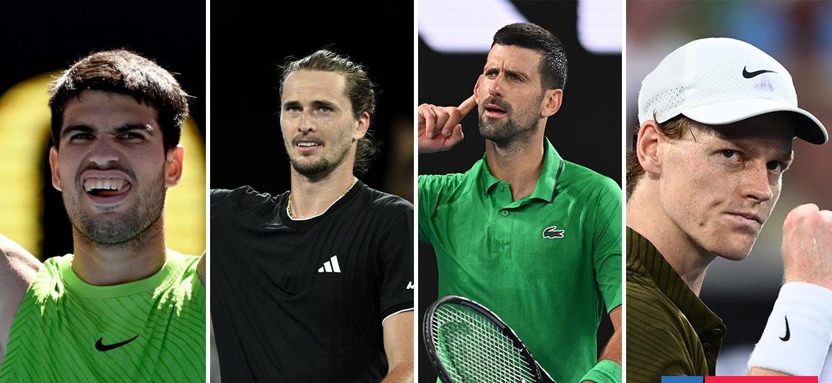 Australian Open ya tiene sus cuartos de final: Alcaraz, Zverev, Djokovic y Sinner van por la gloria
