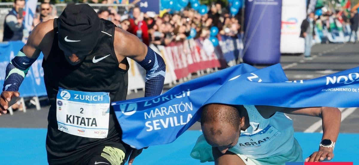 El reñido remate del Maratón de Sevilla: etíope Shura Kitata ganó tras intervención del photofinish