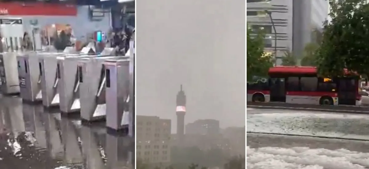 Intensa granizada, Metro con inundaciones y cortes de luz: Alerta Roja por feroz tormenta en la Región Metropolitana
