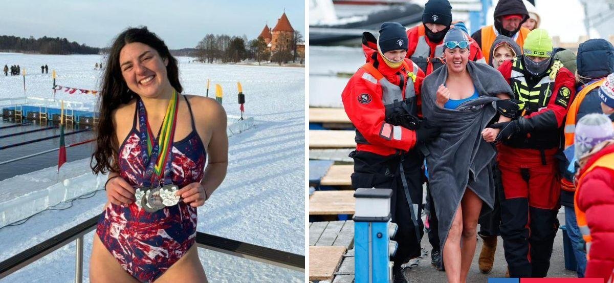 Nuevo hito para Kyarha: chilena es la primera mujer que nada un kilómetro en gélidas aguas de Lituania