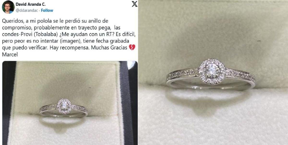 "No lo perdió, se lo sacó": Los mensajes que recibió chileno que busca el anillo que su pareja extravió