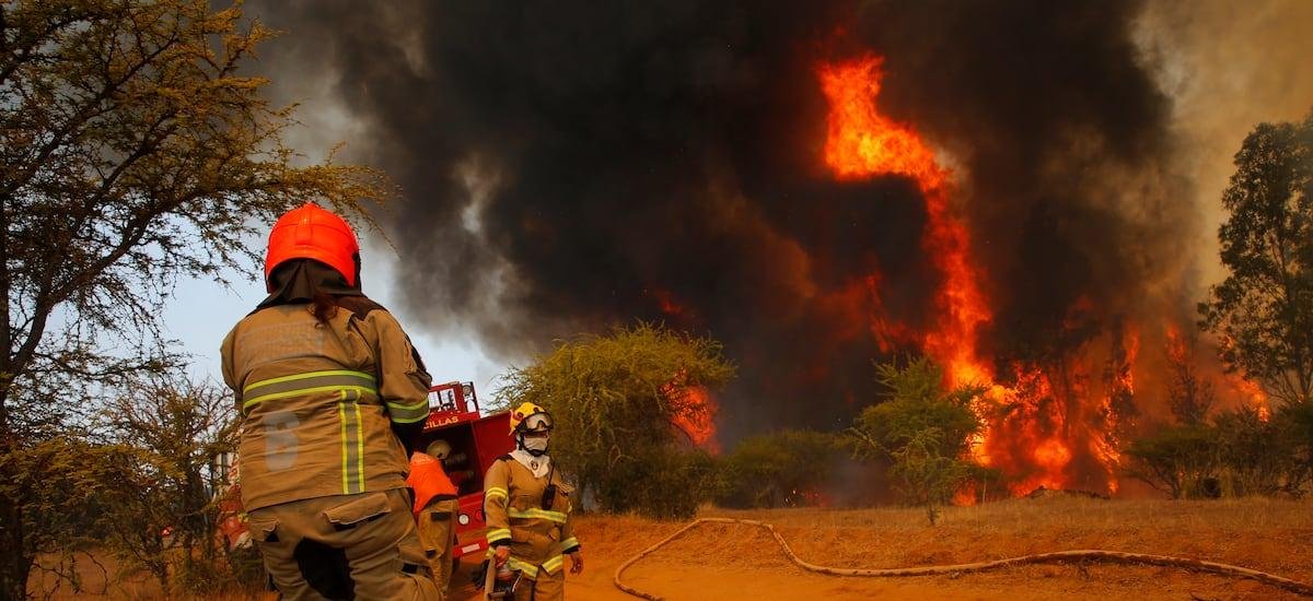Dos trenes detenidos y humo en Ruta 5 Sur: Declaran alerta roja en San Rafael por incendio forestal