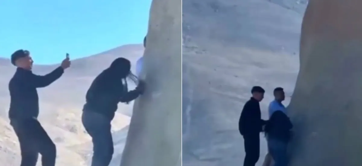 Los grabaron rayando la Mano del Desierto y ahora se les viene pesada: podrían perder la pega y ser expulsados de Chile
