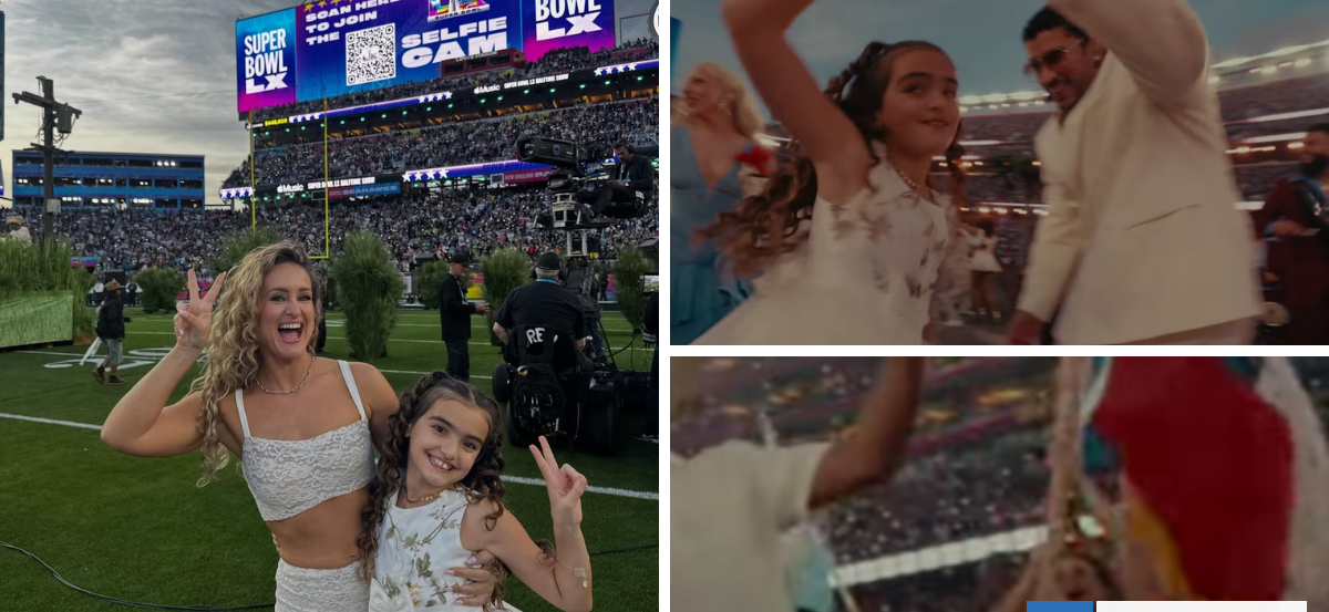Chilena portó bandera del país en el Super Bowl y su hija bailó con Bad Bunny: "Qué rico ser latina"