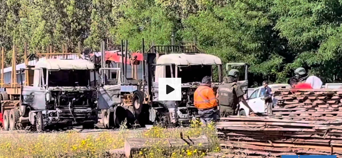 Nuevo ataque incendiario en la región de La Araucanía: quemaron dos camiones en Collipulli
