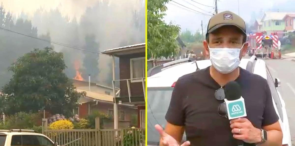 Gonzalo Ramírez desde Concepción: Rápido avance del fuego afecta a vecinos del penal El Manzano